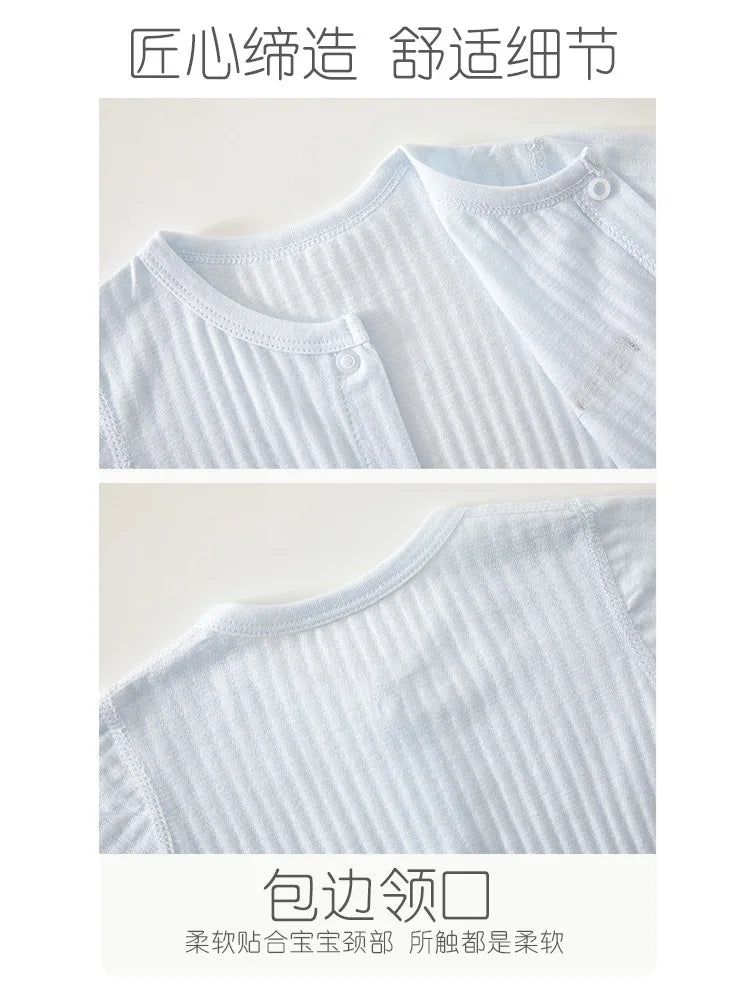 AYNIGIELL 2025 New Summer Baby Clothing Newborn Boys Girls Short-sleeved Cartoon Print Clothing Baby Jumpsuit 0-18Month