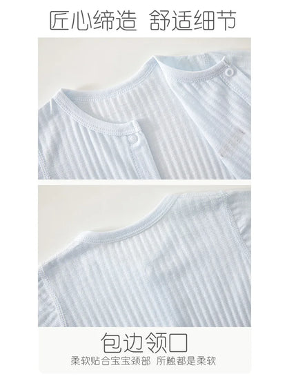 AYNIGIELL 2025 New Summer Baby Clothing Newborn Boys Girls Short-sleeved Cartoon Print Clothing Baby Jumpsuit 0-18Month