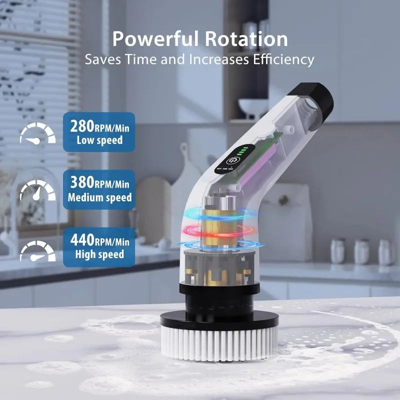 Electric Cleaning Brush 9-in-1 Cordless Electric Spin Scrubber  Expandable Handle Waterproof Cleaning Brush