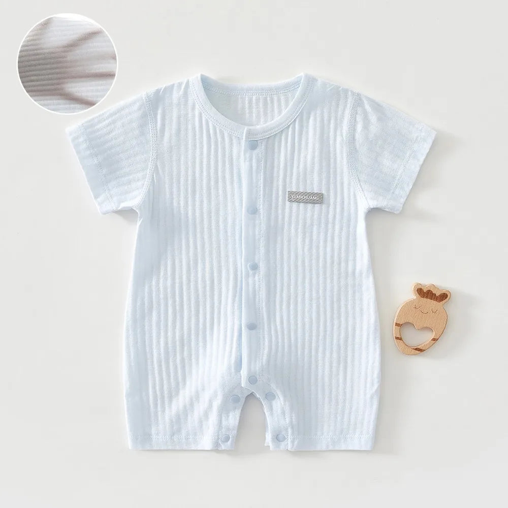 AYNIGIELL 2025 New Summer Baby Clothing Newborn Boys Girls Short-sleeved Cartoon Print Clothing Baby Jumpsuit 0-18Month