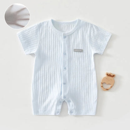 AYNIGIELL 2025 New Summer Baby Clothing Newborn Boys Girls Short-sleeved Cartoon Print Clothing Baby Jumpsuit 0-18Month