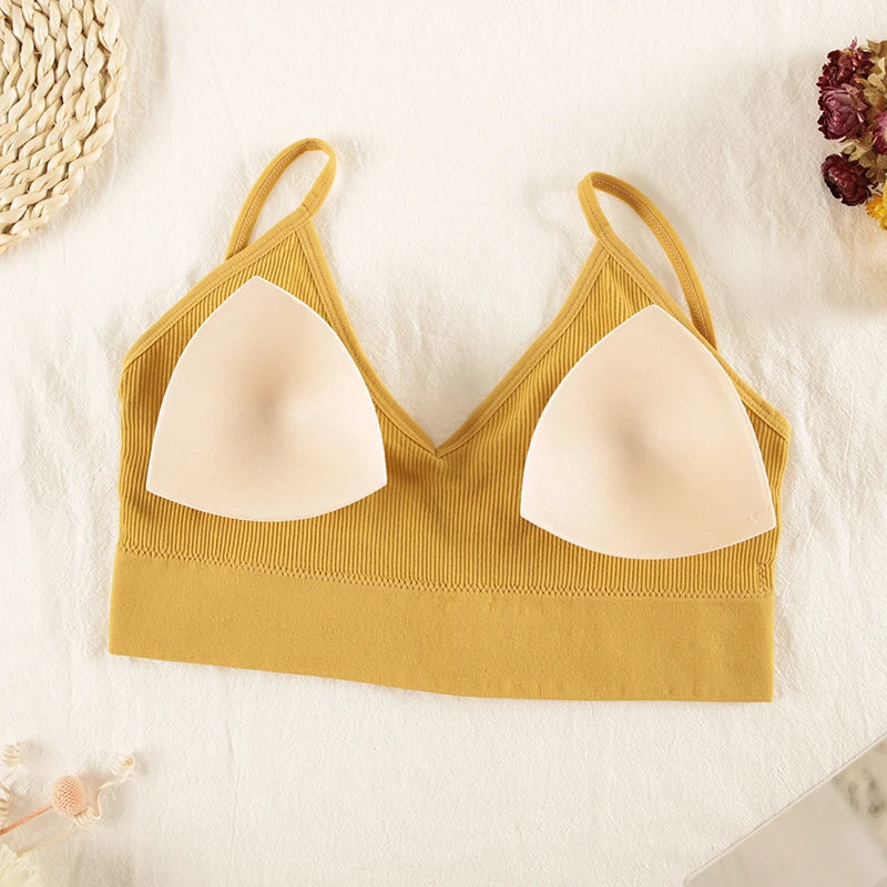 CHRLEISURE Women Underwear Set Wireless Lingerie Panties Bra Sexy G-String Seamless Tank Crop Top Brassiere New