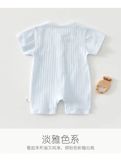 AYNIGIELL 2025 New Summer Baby Clothing Newborn Boys Girls Short-sleeved Cartoon Print Clothing Baby Jumpsuit 0-18Month