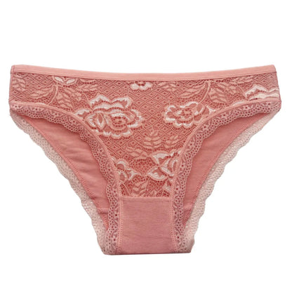5 PCS/Set New Arrival Sexy Low-rise Underwear Soft Underpants Solid Color Lace Transparent Women Cotton Briefs Ladies Panties