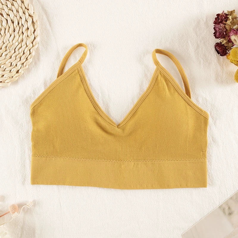 CHRLEISURE Women Underwear Set Wireless Lingerie Panties Bra Sexy G-String Seamless Tank Crop Top Brassiere New