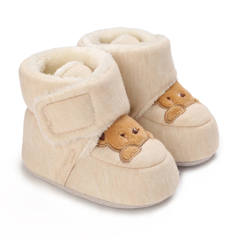 Winter Newborn Boys and Girls Cute Cartoon Cotton Shoes with Soft Sole and Warm Boots Preschool Walking Shoes  Winter Newborn