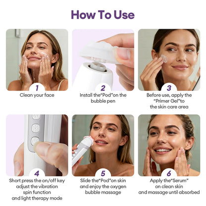 CO2 Bubble Pen 4 Tips Aqua Skin Face Cleansing SPA Beauty Device CO2 Pods Massager Portable Oxygen Bubble Facial Machine