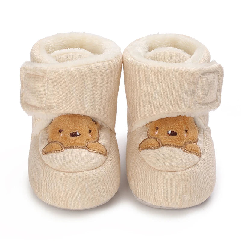 Winter Newborn Boys and Girls Cute Cartoon Cotton Shoes with Soft Sole and Warm Boots Preschool Walking Shoes  Winter Newborn