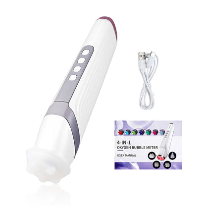 CO2 Bubble Pen 4 Tips Aqua Skin Face Cleansing SPA Beauty Device CO2 Pods Massager Portable Oxygen Bubble Facial Machine