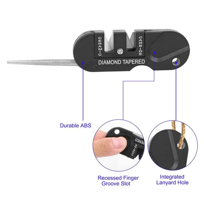 4-in-1 portable knife sharpener, multi-functional outdoor portable tungsten steel knife sharpener, knife sharpener stick