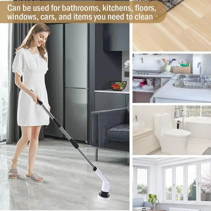 Electric Cleaning Brush 9-in-1 Cordless Electric Spin Scrubber  Expandable Handle Waterproof Cleaning Brush