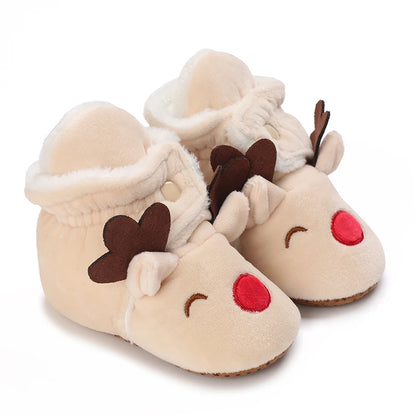 Winter Newborn Boys and Girls Cute Cartoon Cotton Shoes with Soft Sole and Warm Boots Preschool Walking Shoes  Winter Newborn
