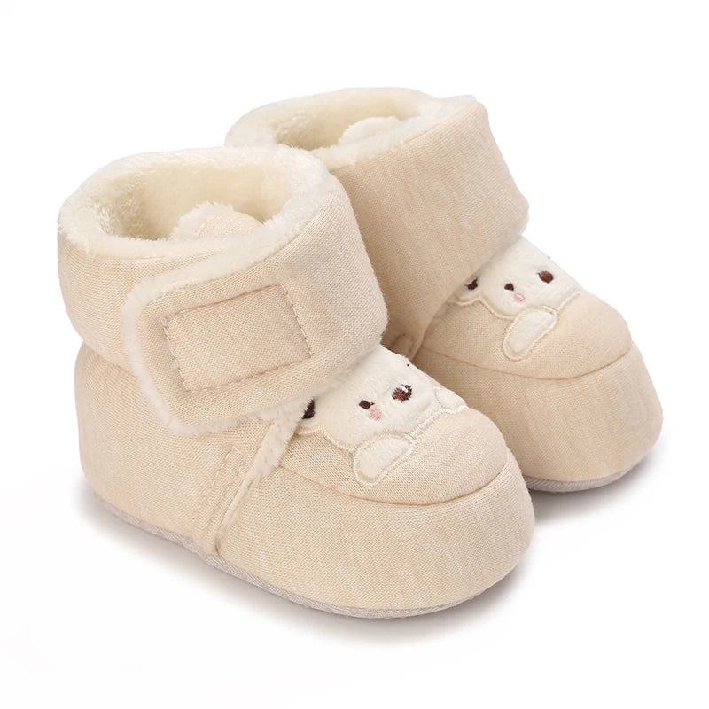 Winter Newborn Boys and Girls Cute Cartoon Cotton Shoes with Soft Sole and Warm Boots Preschool Walking Shoes  Winter Newborn