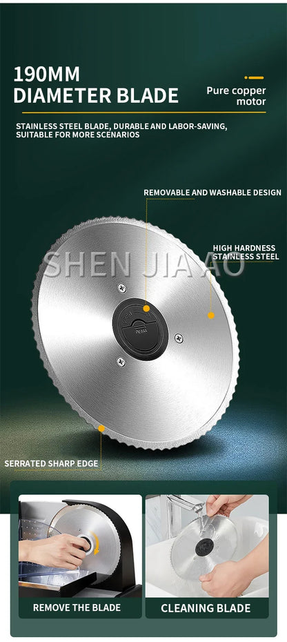 801 Electric meat Slicer 200W Household Fruit and Mutton Slicer machine Toast Bread Slice 1-15mm Thickness Adjustable