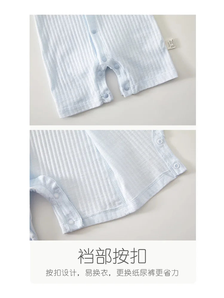 AYNIGIELL 2025 New Summer Baby Clothing Newborn Boys Girls Short-sleeved Cartoon Print Clothing Baby Jumpsuit 0-18Month