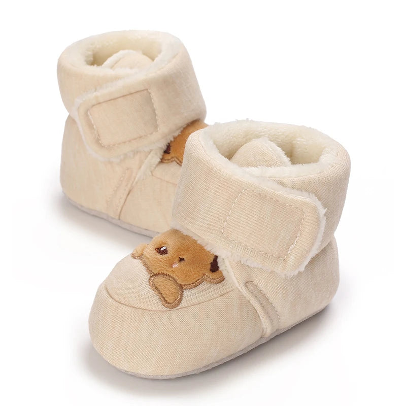 Winter Newborn Boys and Girls Cute Cartoon Cotton Shoes with Soft Sole and Warm Boots Preschool Walking Shoes  Winter Newborn