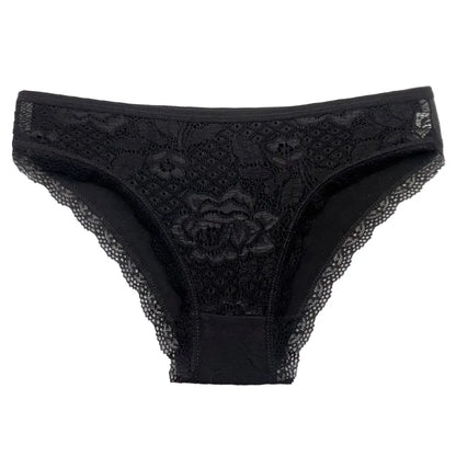 5 PCS/Set New Arrival Sexy Low-rise Underwear Soft Underpants Solid Color Lace Transparent Women Cotton Briefs Ladies Panties