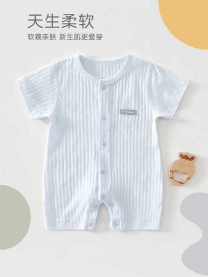 AYNIGIELL 2025 New Summer Baby Clothing Newborn Boys Girls Short-sleeved Cartoon Print Clothing Baby Jumpsuit 0-18Month
