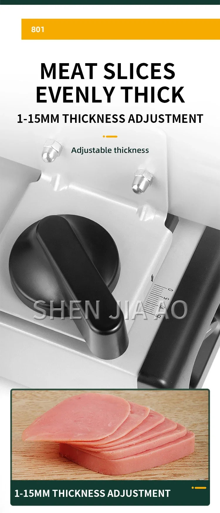 801 Electric meat Slicer 200W Household Fruit and Mutton Slicer machine Toast Bread Slice 1-15mm Thickness Adjustable