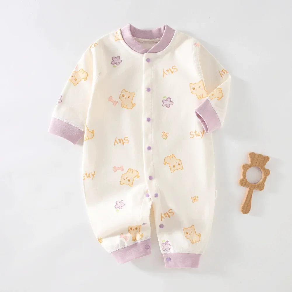 Autumn Baby Clothes Bodysuit&One Pieces Boys Girls Newborn Rompers Solid Color 100 Cotton 0-24M Long Sleeve Loungewear Outfit