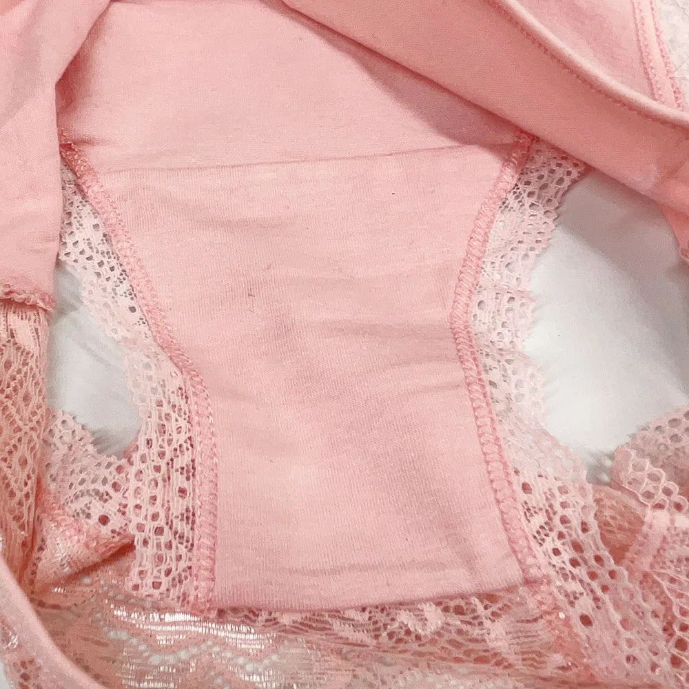 5 PCS/Set New Arrival Sexy Low-rise Underwear Soft Underpants Solid Color Lace Transparent Women Cotton Briefs Ladies Panties