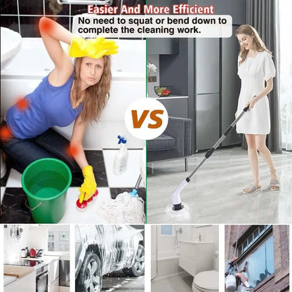 Electric Cleaning Brush 9-in-1 Cordless Electric Spin Scrubber  Expandable Handle Waterproof Cleaning Brush