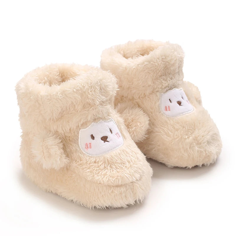 Winter Newborn Boys and Girls Cute Cartoon Cotton Shoes with Soft Sole and Warm Boots Preschool Walking Shoes  Winter Newborn