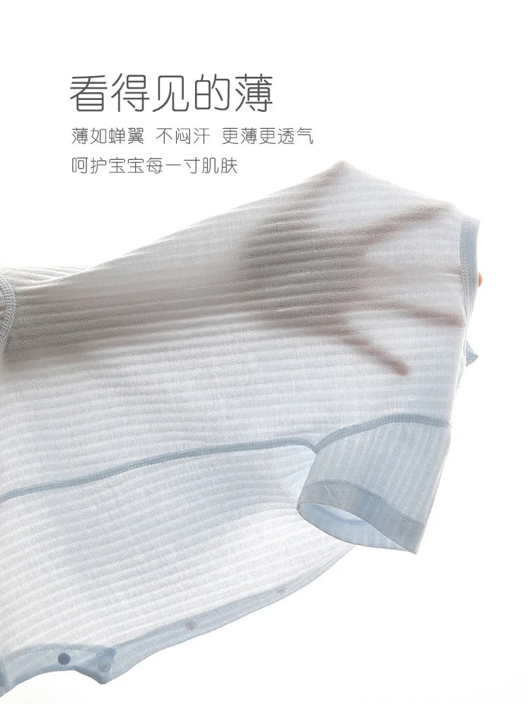 AYNIGIELL 2025 New Summer Baby Clothing Newborn Boys Girls Short-sleeved Cartoon Print Clothing Baby Jumpsuit 0-18Month