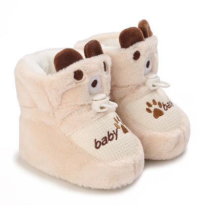Winter Newborn Boys and Girls Cute Cartoon Cotton Shoes with Soft Sole and Warm Boots Preschool Walking Shoes  Winter Newborn