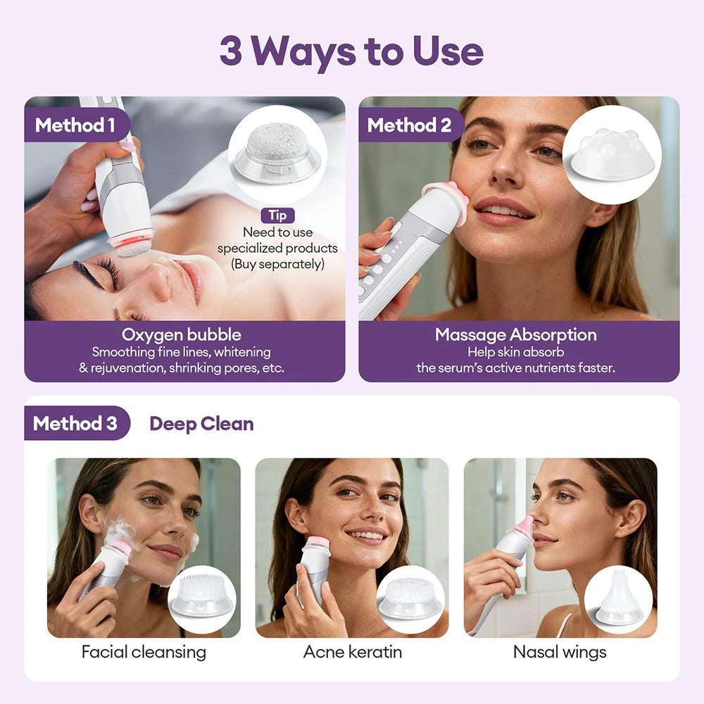 CO2 Bubble Pen 4 Tips Aqua Skin Face Cleansing SPA Beauty Device CO2 Pods Massager Portable Oxygen Bubble Facial Machine