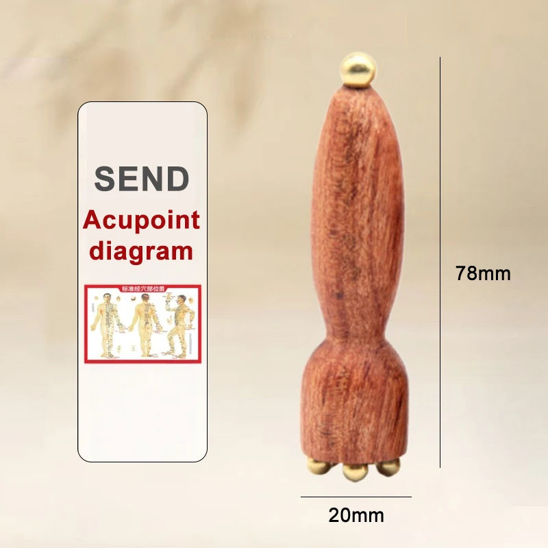♥Brass Bead Lotus Pod Rosewood Handle Facial Gua Sha Tool Eye Relaxation Spot Meridians Acupoint Massage