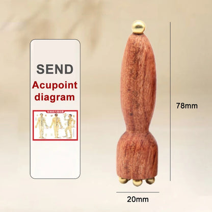 ♥Brass Bead Lotus Pod Rosewood Handle Facial Gua Sha Tool Eye Relaxation Spot Meridians Acupoint Massage