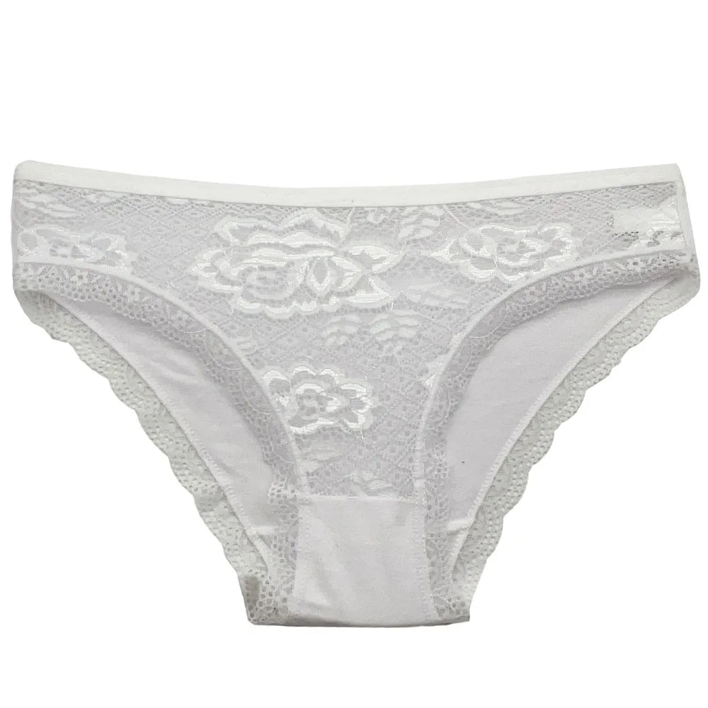 5 PCS/Set New Arrival Sexy Low-rise Underwear Soft Underpants Solid Color Lace Transparent Women Cotton Briefs Ladies Panties