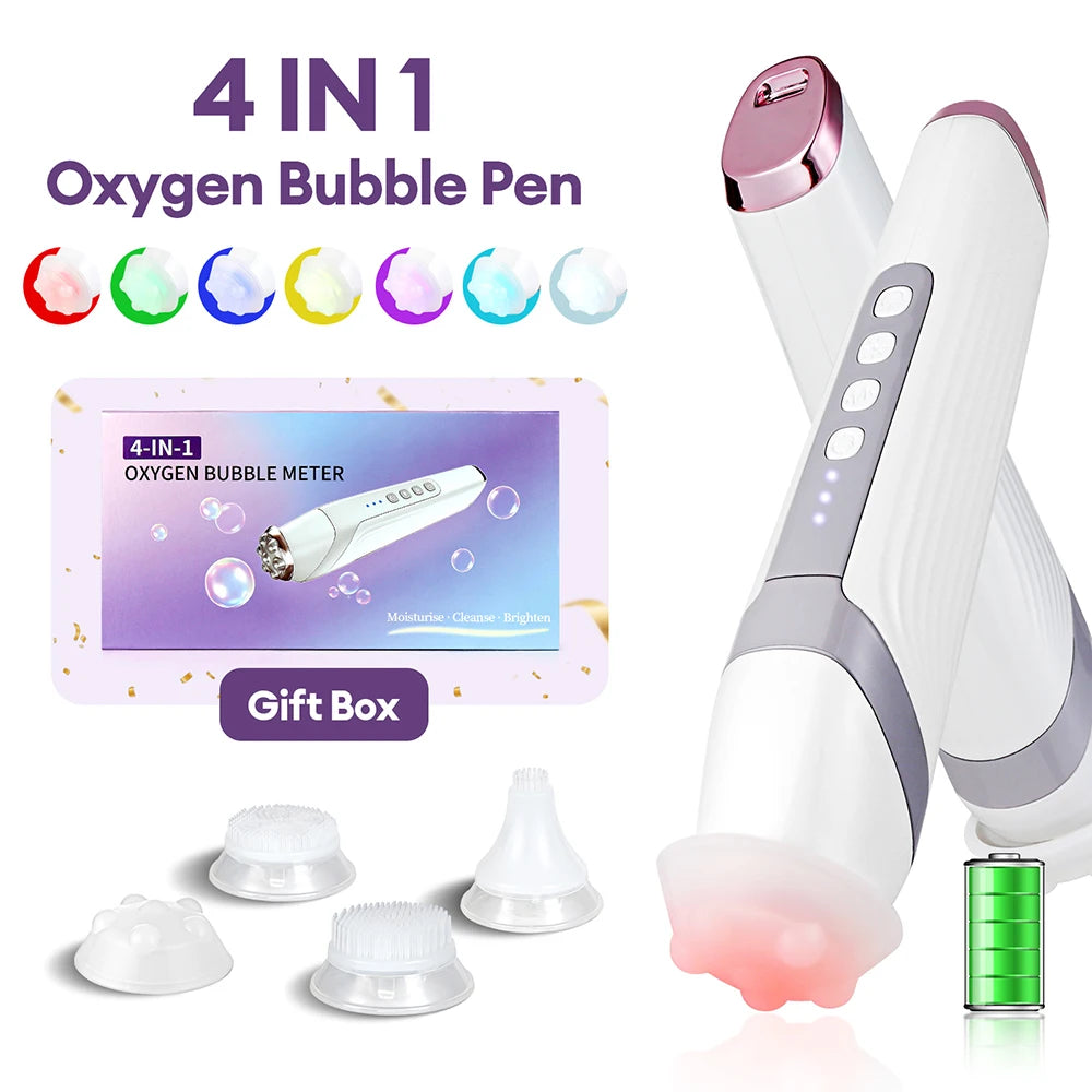 CO2 Bubble Pen 4 Tips Aqua Skin Face Cleansing SPA Beauty Device CO2 Pods Massager Portable Oxygen Bubble Facial Machine