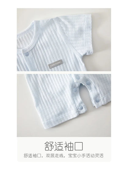 AYNIGIELL 2025 New Summer Baby Clothing Newborn Boys Girls Short-sleeved Cartoon Print Clothing Baby Jumpsuit 0-18Month