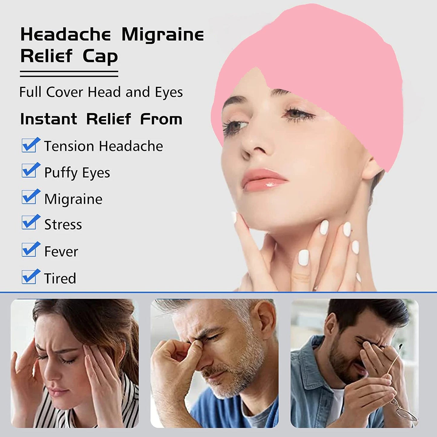 “Migraine Relief Gel Ice Cap – Single Layer Pain Relief Headgear”