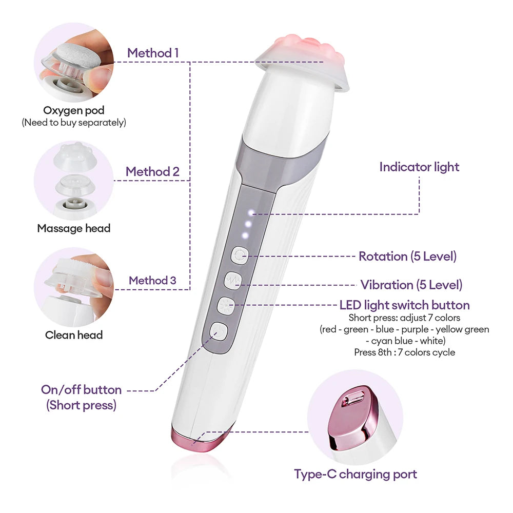 CO2 Bubble Pen 4 Tips Aqua Skin Face Cleansing SPA Beauty Device CO2 Pods Massager Portable Oxygen Bubble Facial Machine