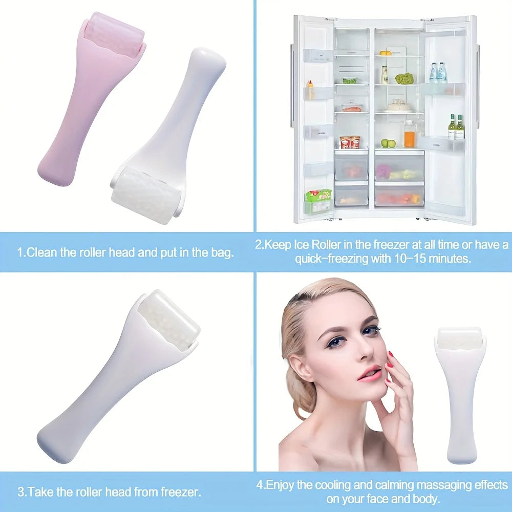 Facial Care Gel Ice Roller Suitable for Face and Body, Cold Compress Warming to Lift Beige Decrease Dark Circles Reusable Clean