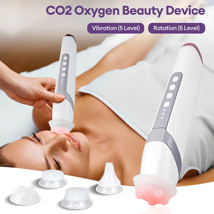 CO2 Bubble Pen 4 Tips Aqua Skin Face Cleansing SPA Beauty Device CO2 Pods Massager Portable Oxygen Bubble Facial Machine