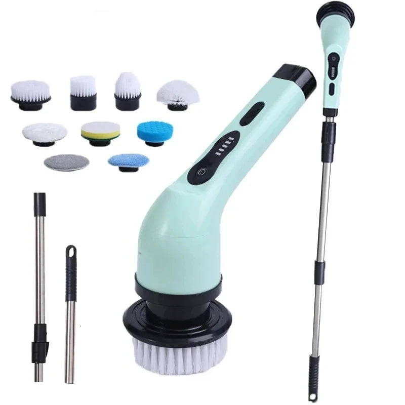 Electric Cleaning Brush 9-in-1 Cordless Electric Spin Scrubber  Expandable Handle Waterproof Cleaning Brush