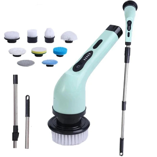 Electric Cleaning Brush 9-in-1 Cordless Electric Spin Scrubber  Expandable Handle Waterproof Cleaning Brush