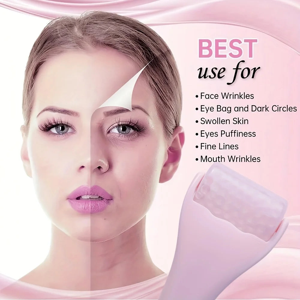 Facial Care Gel Ice Roller Suitable for Face and Body, Cold Compress Warming to Lift Beige Decrease Dark Circles Reusable Clean