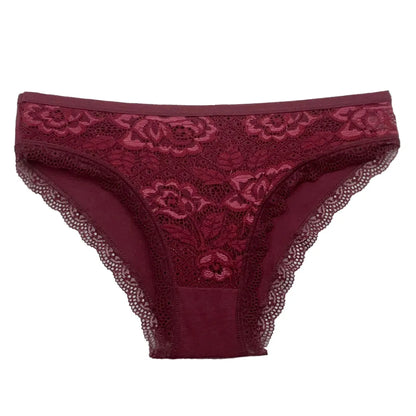 5 PCS/Set New Arrival Sexy Low-rise Underwear Soft Underpants Solid Color Lace Transparent Women Cotton Briefs Ladies Panties