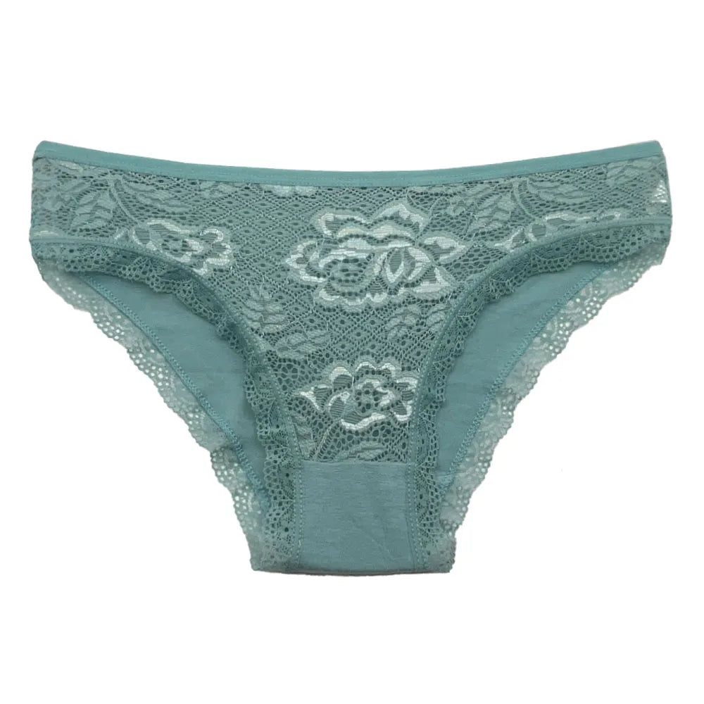 5 PCS/Set New Arrival Sexy Low-rise Underwear Soft Underpants Solid Color Lace Transparent Women Cotton Briefs Ladies Panties