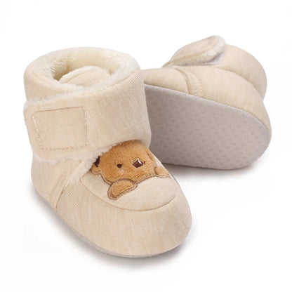 Winter Newborn Boys and Girls Cute Cartoon Cotton Shoes with Soft Sole and Warm Boots Preschool Walking Shoes  Winter Newborn