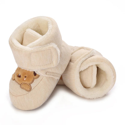Winter Newborn Boys and Girls Cute Cartoon Cotton Shoes with Soft Sole and Warm Boots Preschool Walking Shoes  Winter Newborn
