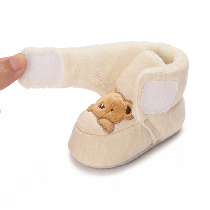 Winter Newborn Boys and Girls Cute Cartoon Cotton Shoes with Soft Sole and Warm Boots Preschool Walking Shoes  Winter Newborn
