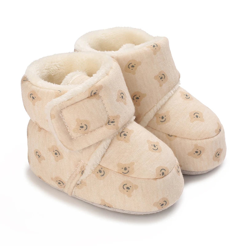 Winter Newborn Boys and Girls Cute Cartoon Cotton Shoes with Soft Sole and Warm Boots Preschool Walking Shoes  Winter Newborn