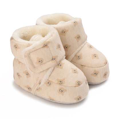 Winter Newborn Boys and Girls Cute Cartoon Cotton Shoes with Soft Sole and Warm Boots Preschool Walking Shoes  Winter Newborn